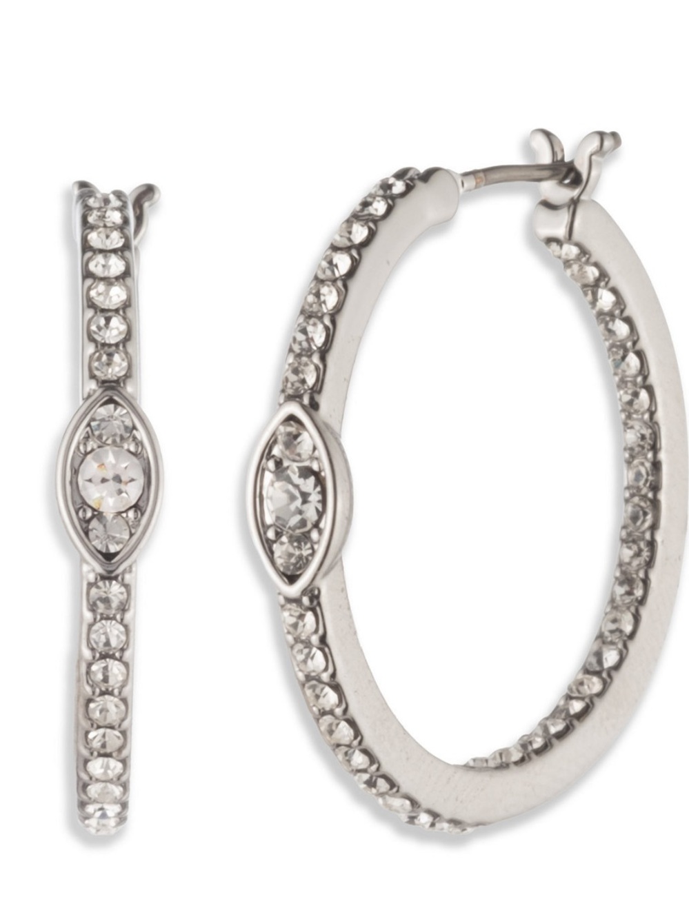 Givenchy Silver Crystal Hoop Earrings - Women's Sparkle Hoops NWT